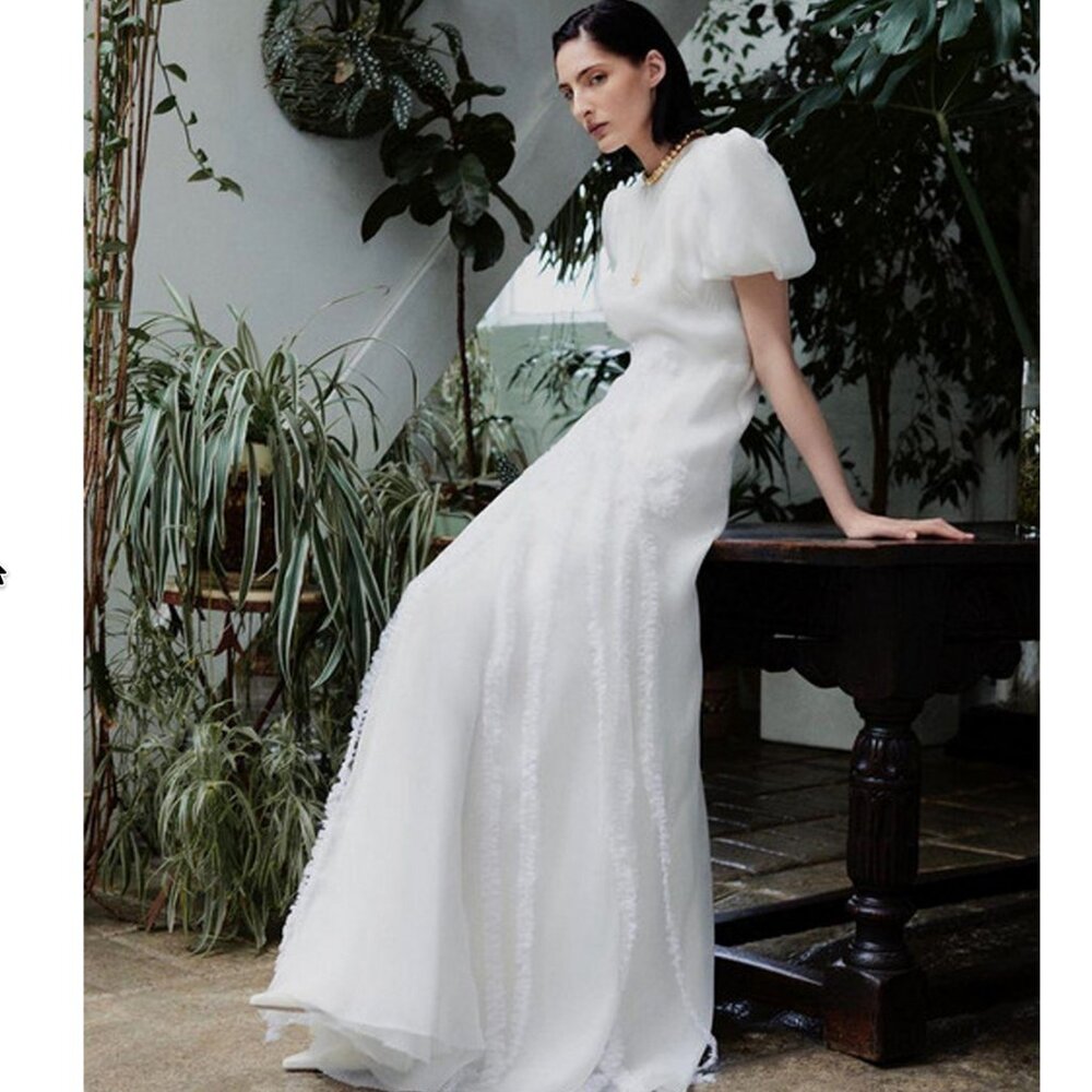 $5700 The Vampire's Wife Giselle Pink Silk Puff Sleeve Gown NWT S 4 vivienne